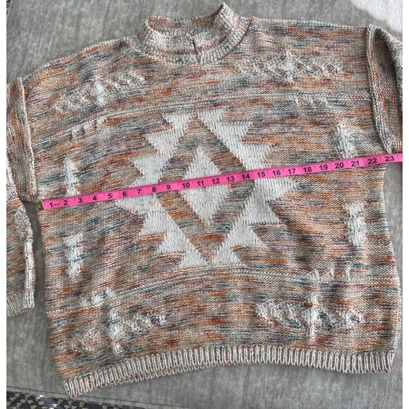 Sweater Boho Aztec Sweater Southwest Knit Crewneck Made In USA VTG David Brett - Picture 5 of 6